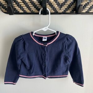 Janie and Jack Baby Girl Cardigan - Navy Blue/Pink - Size 18-24 Months